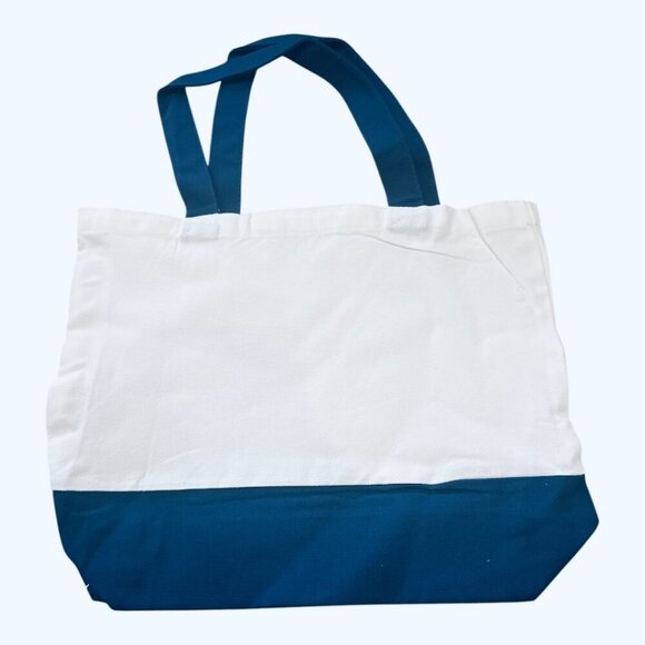 Large  Blue & White Butterfly Girl Canvas Tote  - New - Picture 4 of 4